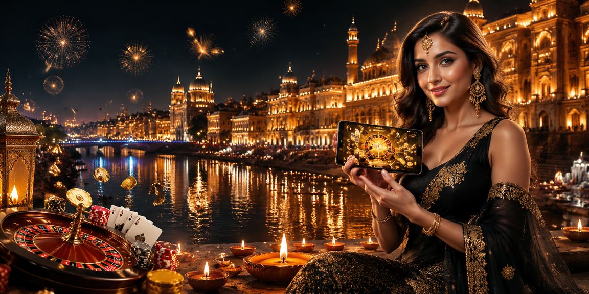 User playing slots on mobile during Diwali festival in Lucknow